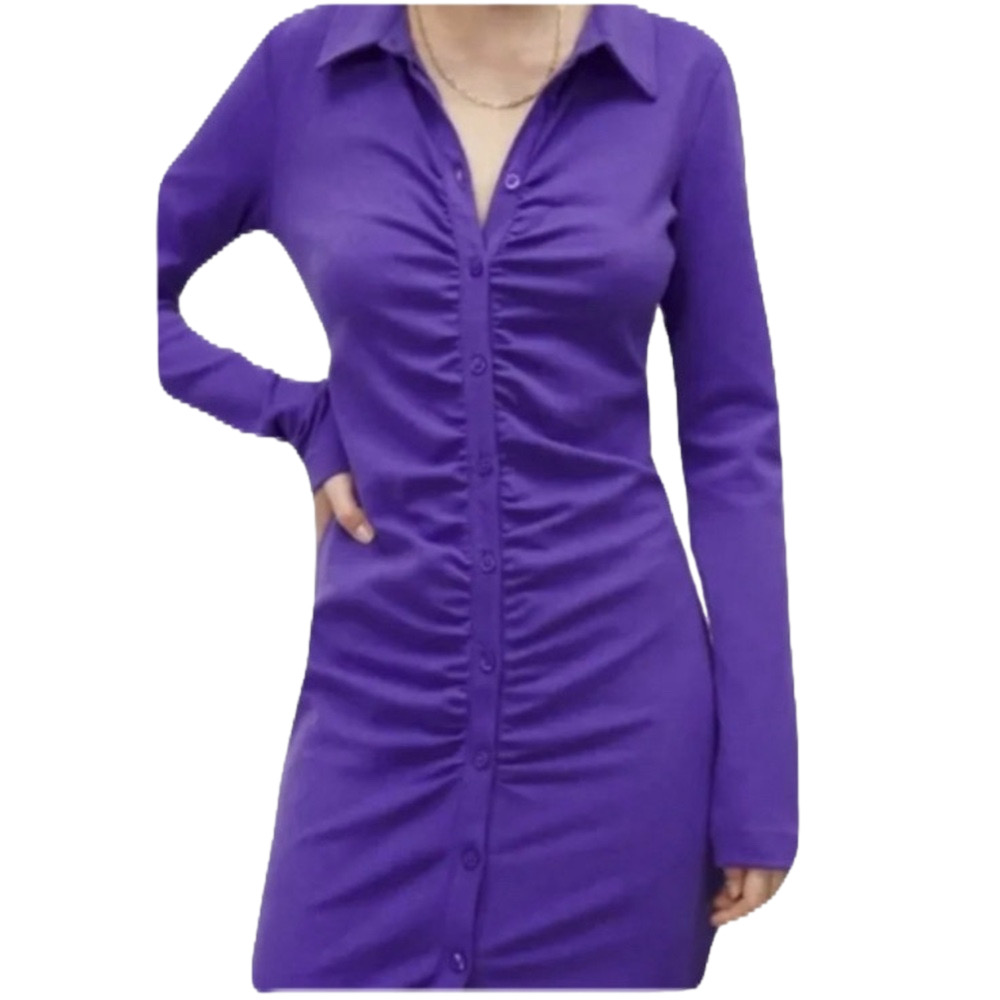 Zara button down long sleeved purple dress Women’s size small | c12